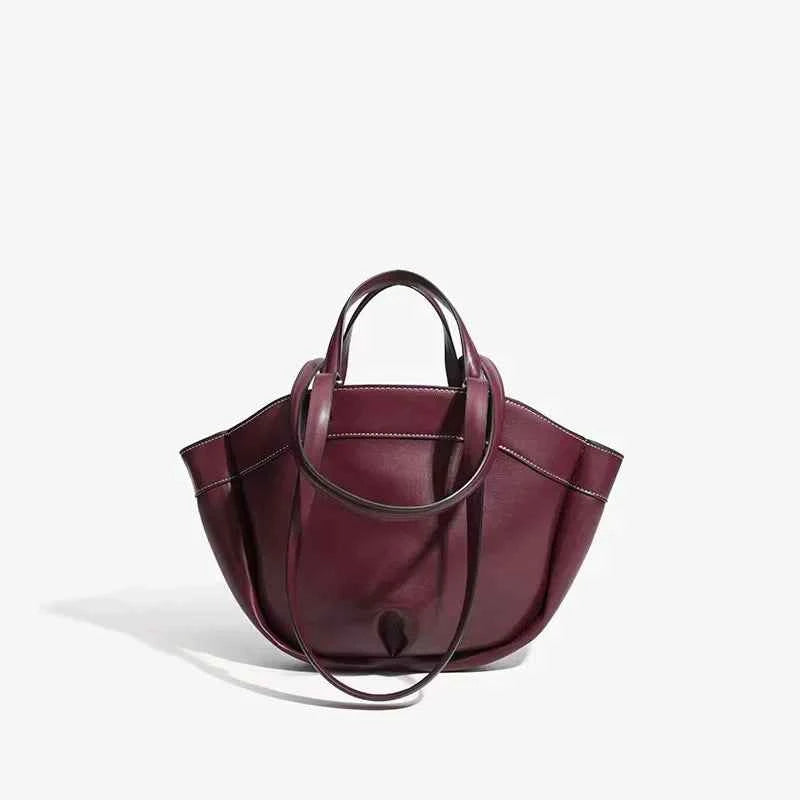Large Capacity Brown Tote Bag Soft Super Fiber Synthetic Leather
