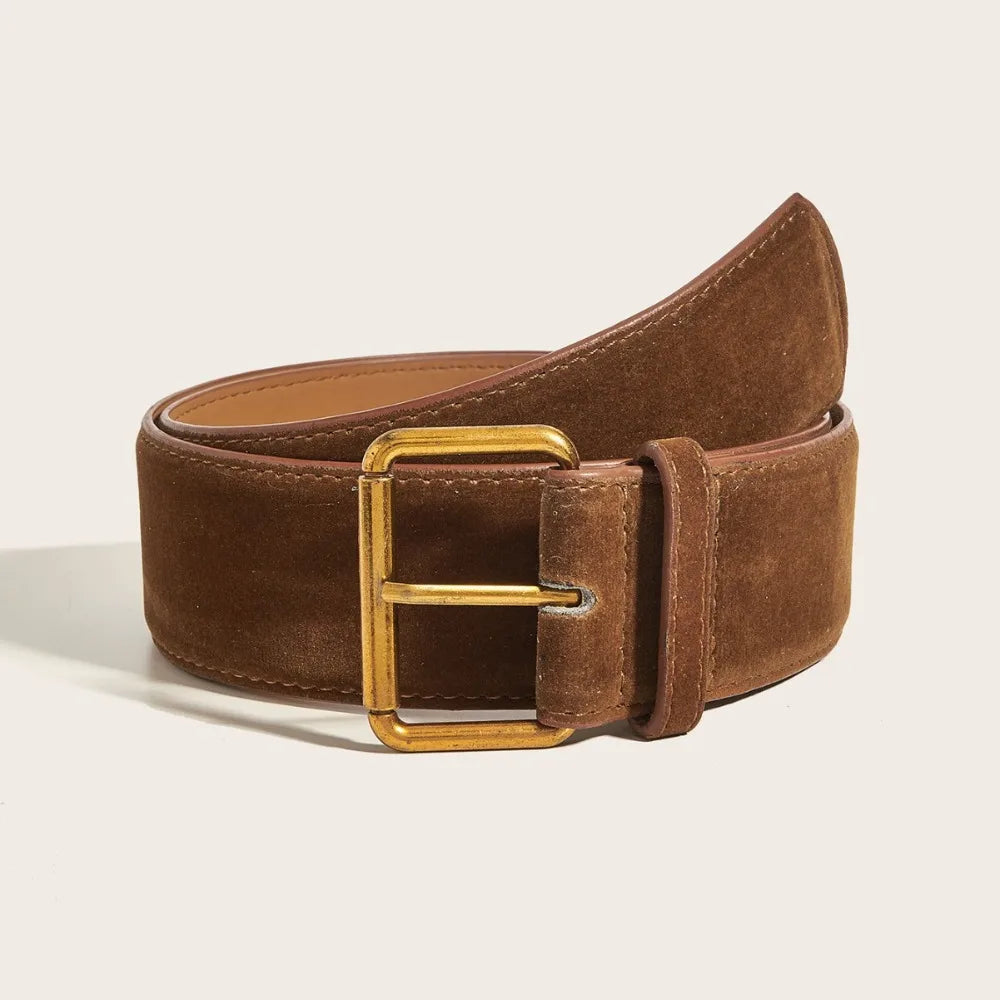 Suede Leather Wide Belt