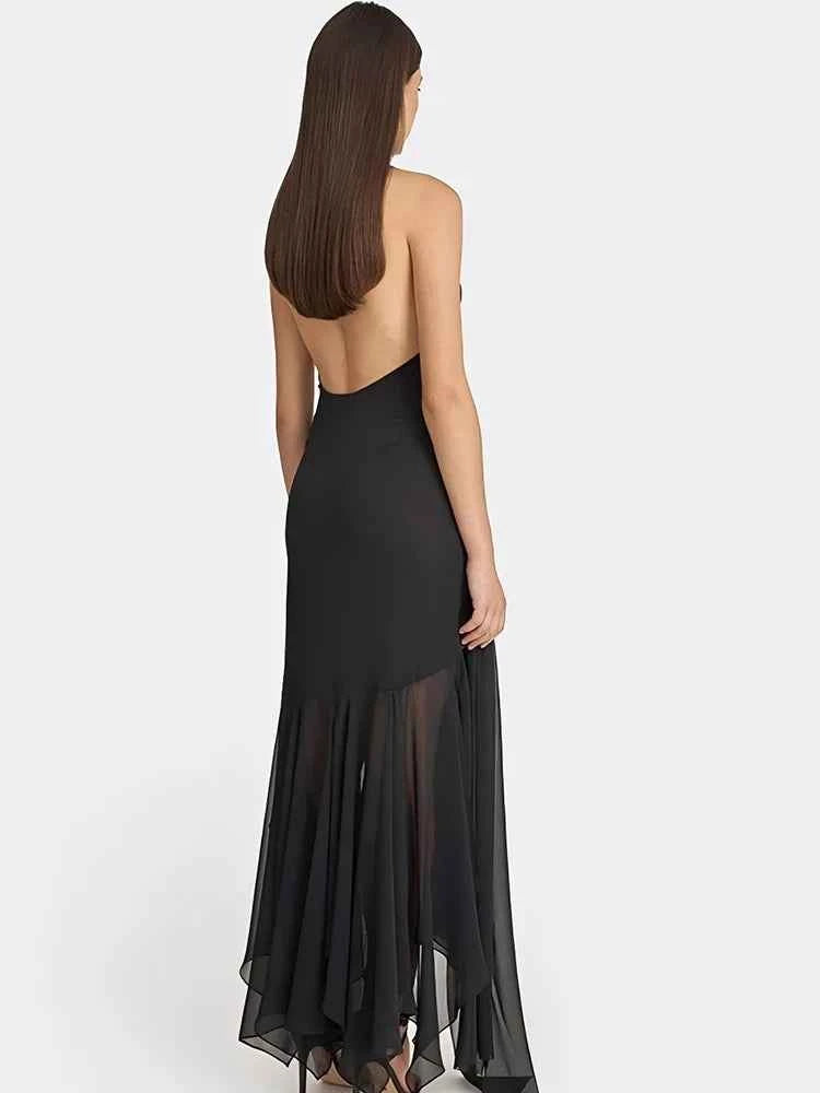 Deep V-neck Bandage Women Maxi Dress