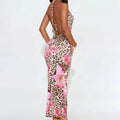 Women's Clothing Dress  Backless Print Leopard V-Neck Dress - Norellé