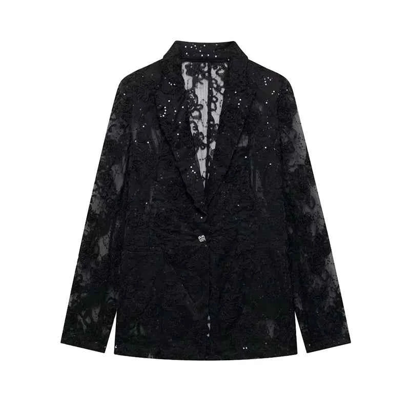 Solid Lace Loose Women Jacket