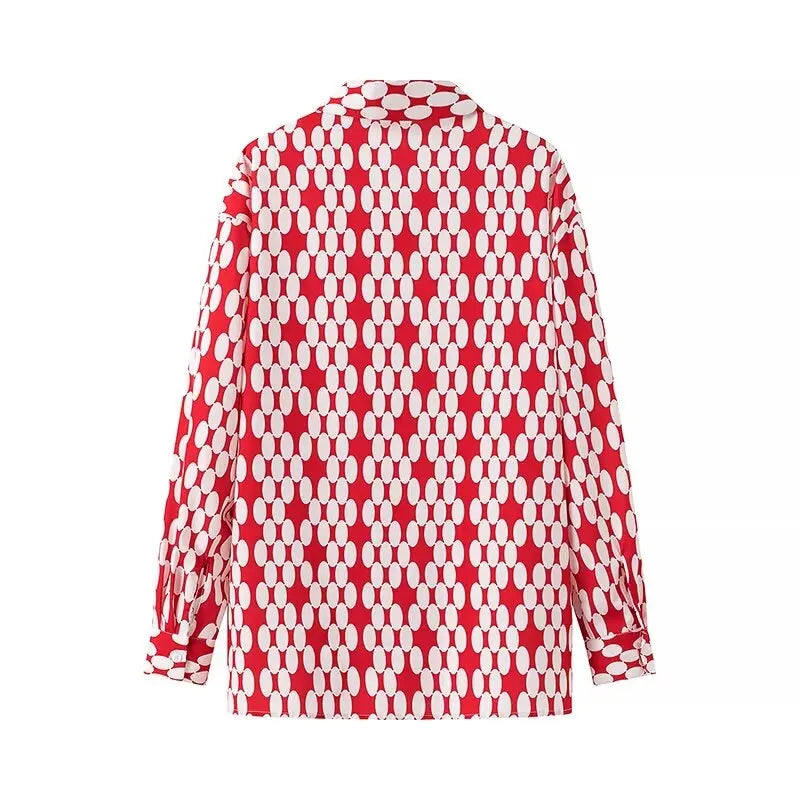 Women's Casual Printed Long Sleeved Button Down Pants Set