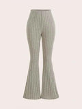 Women's Solid Color Ribbed Flared Leggings