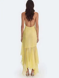 Deep V-neck Bandage Women Maxi Dress