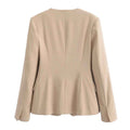 Women's Fashion French Commuter Slim Fit Round Neck Suit Coat High Waist Flare Pants
