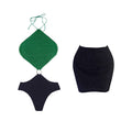 2Pcs Shiny Swimsuit Women Sexy Swimwear With Mini Skirt - Norellé