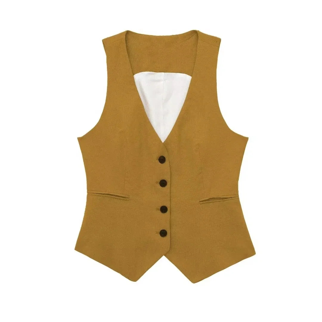Fashion Women's Vest Linen Sleeveless Suit Vest Coat for Women - Norellé