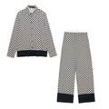 Women's Casual Lapel Long Sleeved Flower Printed Shirt and Pants Set