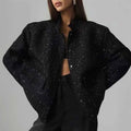 Women's Standing Collar Loose Short Pilot Jacket