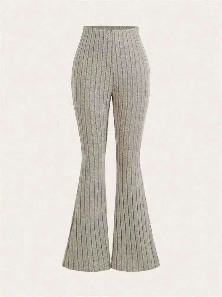 Women's Solid Color Ribbed Flared Leggings