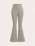 Women's Solid Color Ribbed Flared Leggings