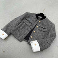 Metal Button Stand Collar Jackets for Women - Norellé