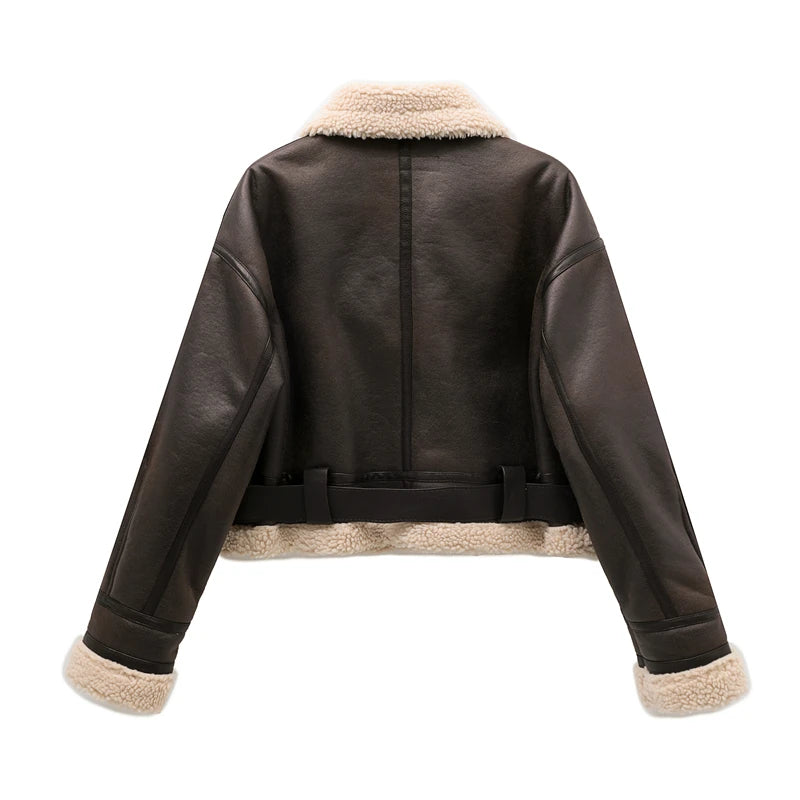 Woman's Fashion Thick Warm Faux Shearling Jacket Coat - Norellé