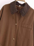 Women Lazy Style Stitching Coat Casual Zipper Long Sleeve Coat