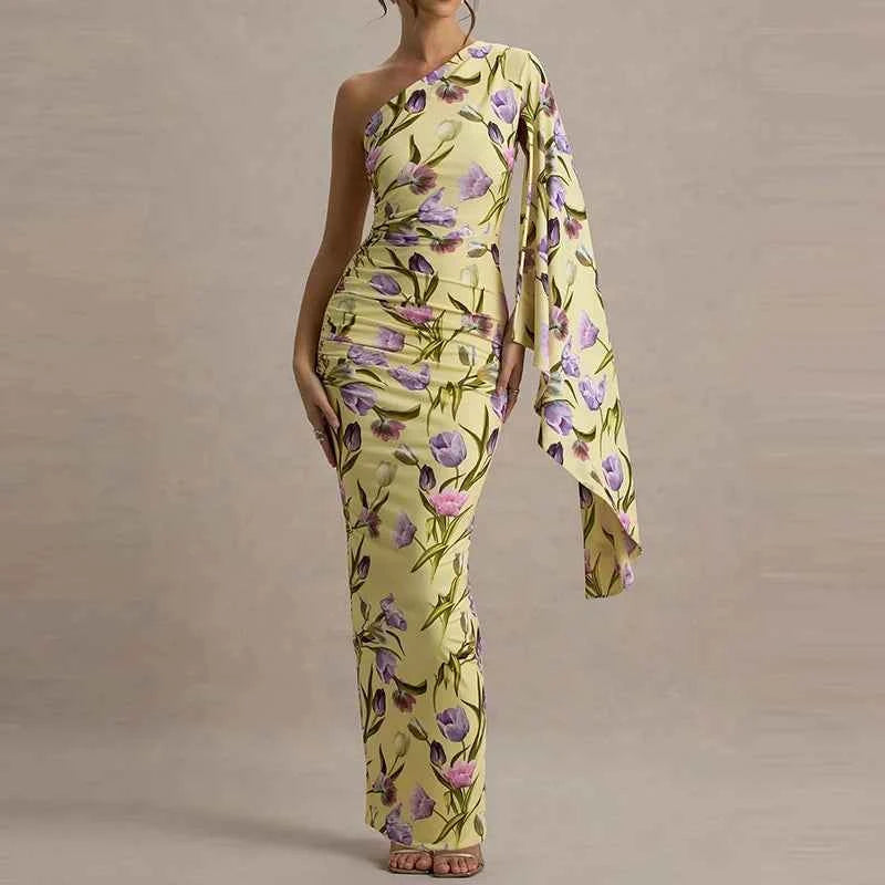 Off Shoulder Sleeves High Waist Women's Dress