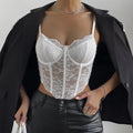 French Lace Underwire Rhomboid Fishbone Crop Top Backless - Norellé