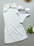 3 Pieces Bikinis Sets High Elasticity Beachwear Backless Women's Swimsuit Cover-ups - Norellé