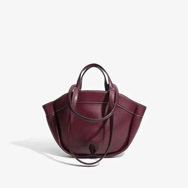Large Capacity Brown Tote Bag Soft Super Fiber Synthetic Leather