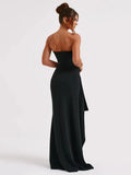 Strapless Backless High Split Maxi Dress For Women Black - Norellé