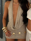 V Neck Sleeveless Backless Knit Beach Dress - Norellé