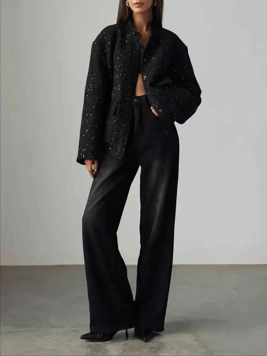 Women's Standing Collar Loose Short Pilot Jacket