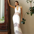 Lace See Through Sling Maxi Dress Women Slim Black Backless - Norellé