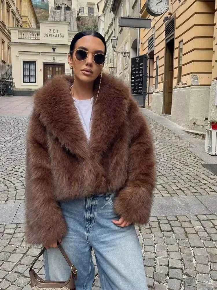 Women Brown Fur Jacket