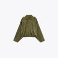 Brown Faux Suede Cropped Casual Coat Vintage Lapel Solid Zipper - Norellé