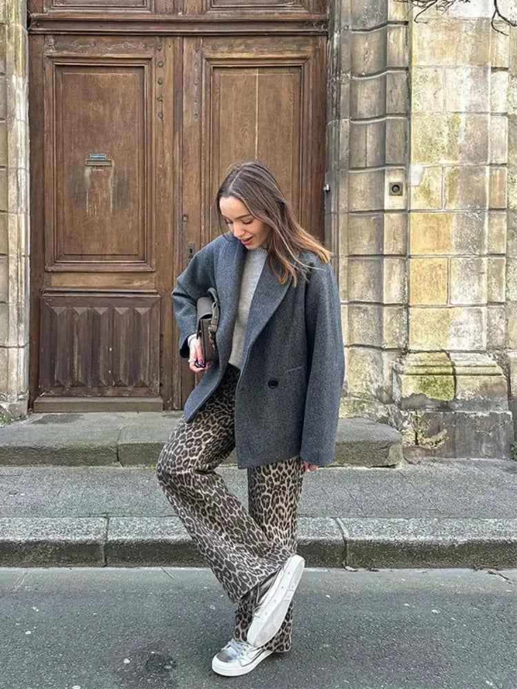 Women Grey Wool Blazer