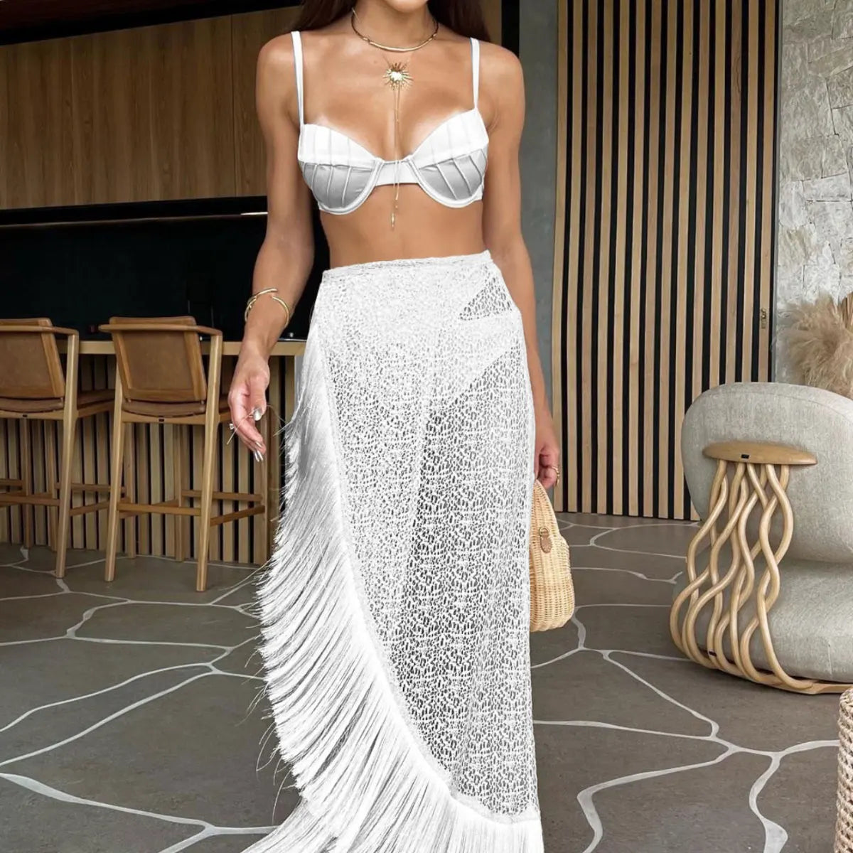 3 Pics Set with Skirt Bikini Women Swimsuit - Norellé