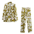 Women's Fashion Commuting Temperament Linen Printed Suit Coat Printed Pants Set