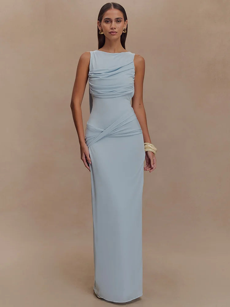 Backless Ruched Maxi Tank Dress Women - Norellé