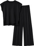 2 Piece Sets Women Outfit Sleeveless Casual T Shrit Top Knitted Vest - Norellé
