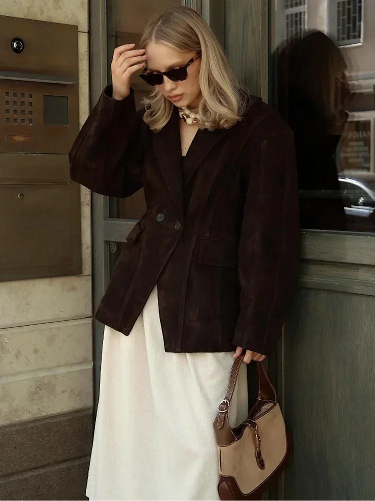 Women Brown Suede Jacket
