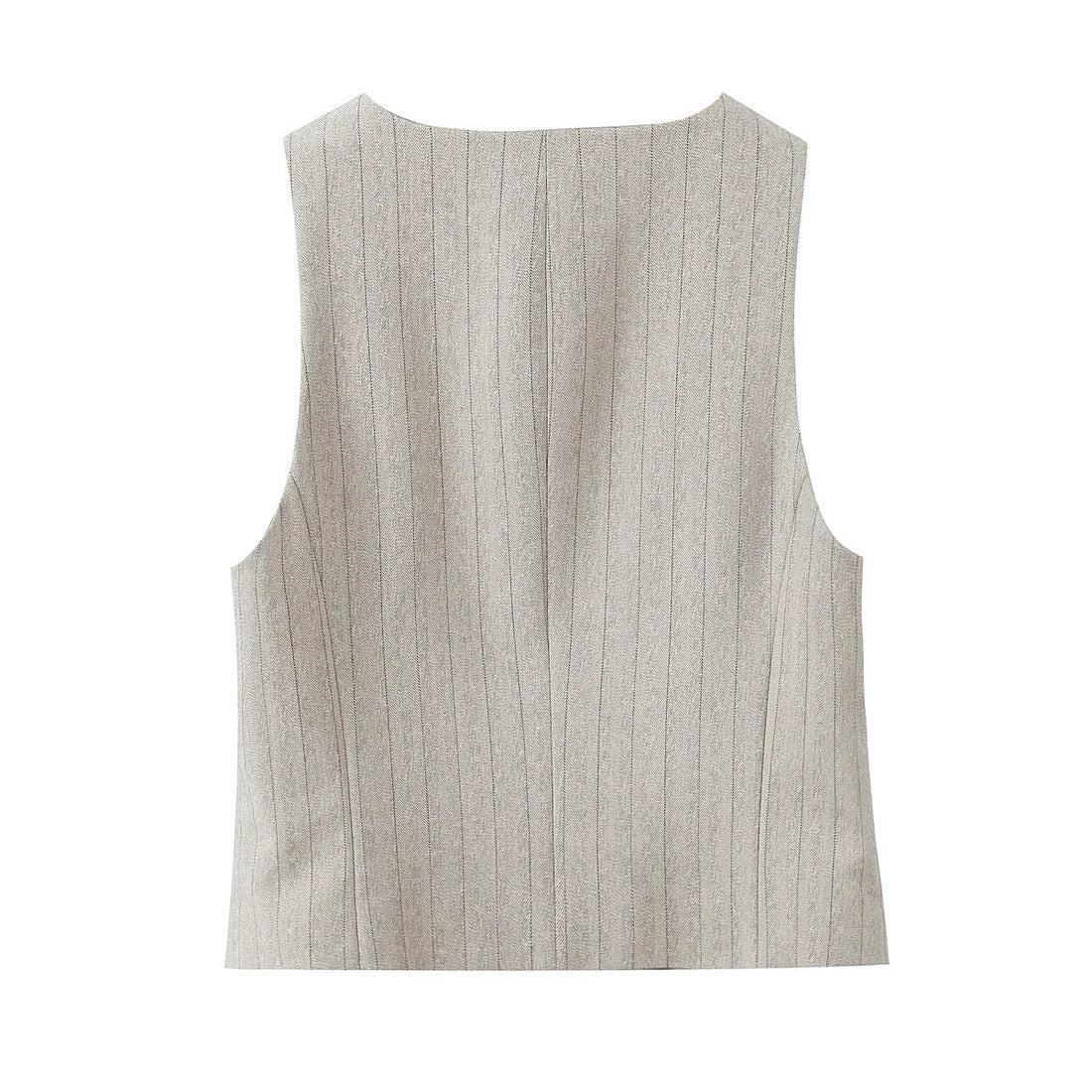 Women's Set With Herringbone Diagonal Striped Vest Single Breasted Straight leg Pants