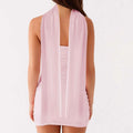 Women Ruched Tube Top Dress With Scarf