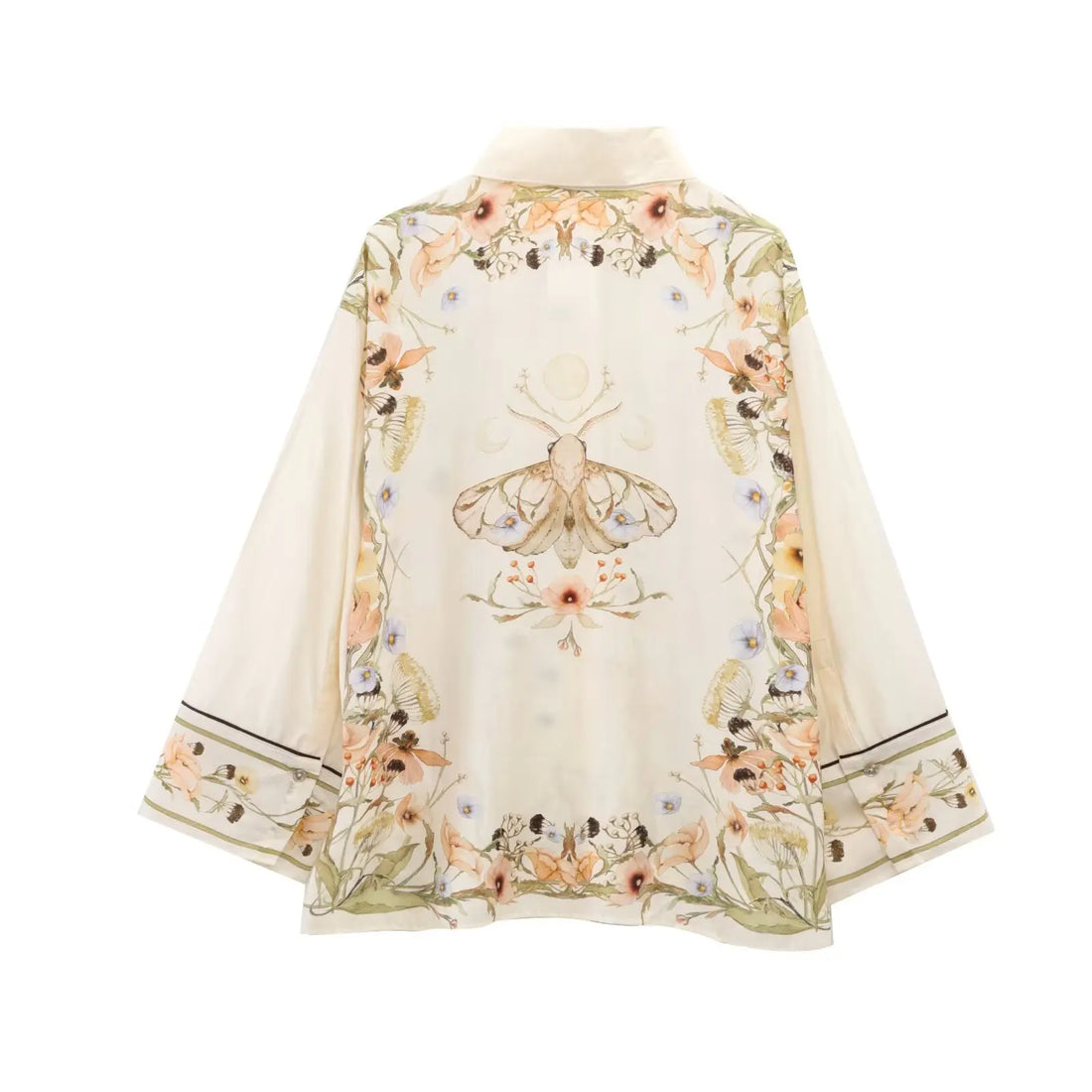 Women's Floral Pattern Shirt With Rolled Edge Design Long Pants