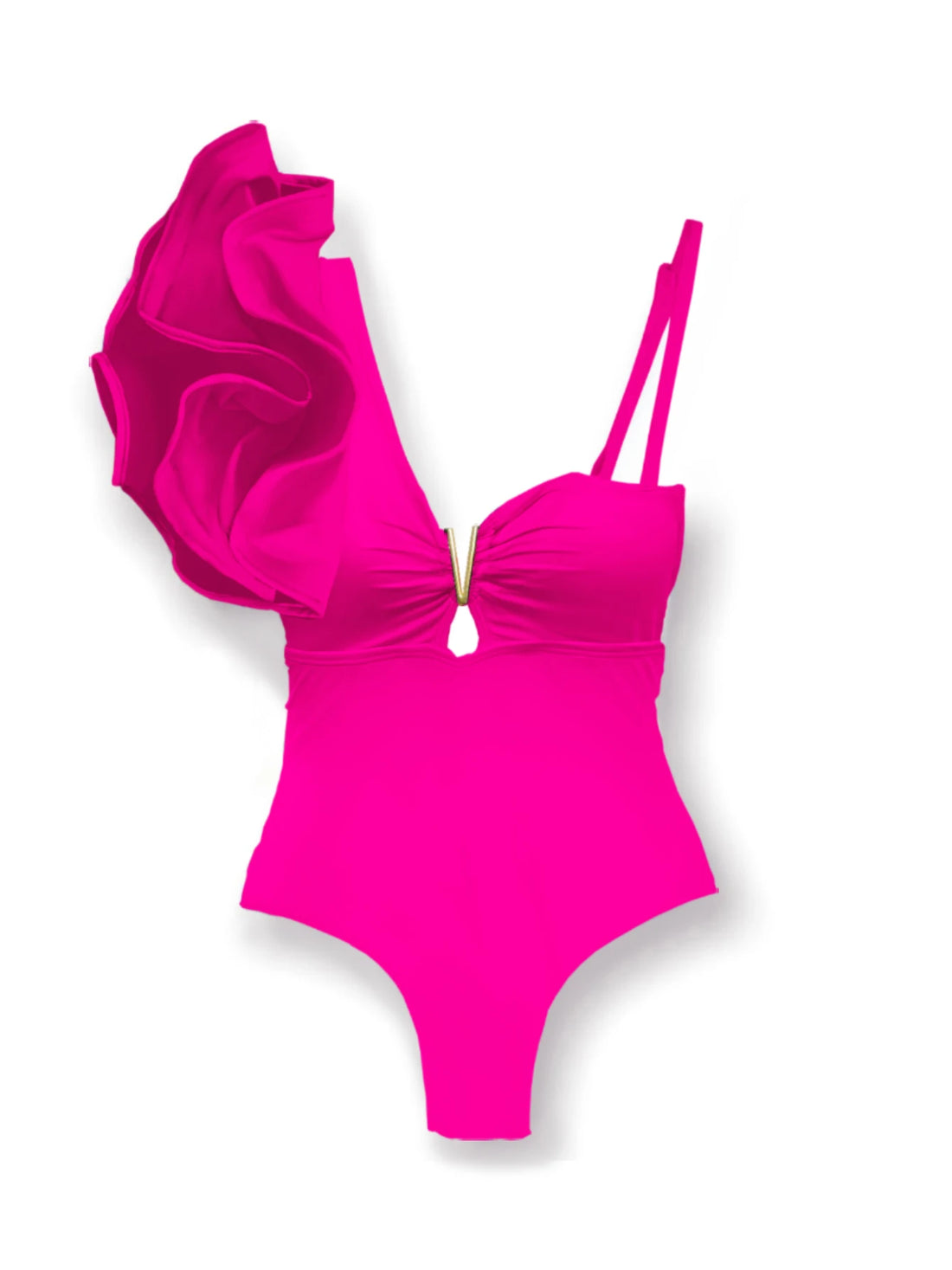 New Women`s One Piece Swimsuit Ruffle One Shoulder Swimwear - Norellé