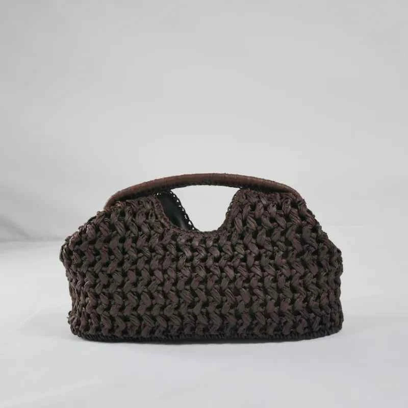 Elegant Ladies Chain Woven Handbag Straw Shoulder Bag