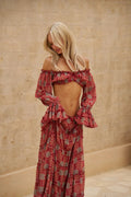 Chiffon Polka Dots 2Pc Bikini Set Long Sleeve Backless Crop Tops Women - Norellé