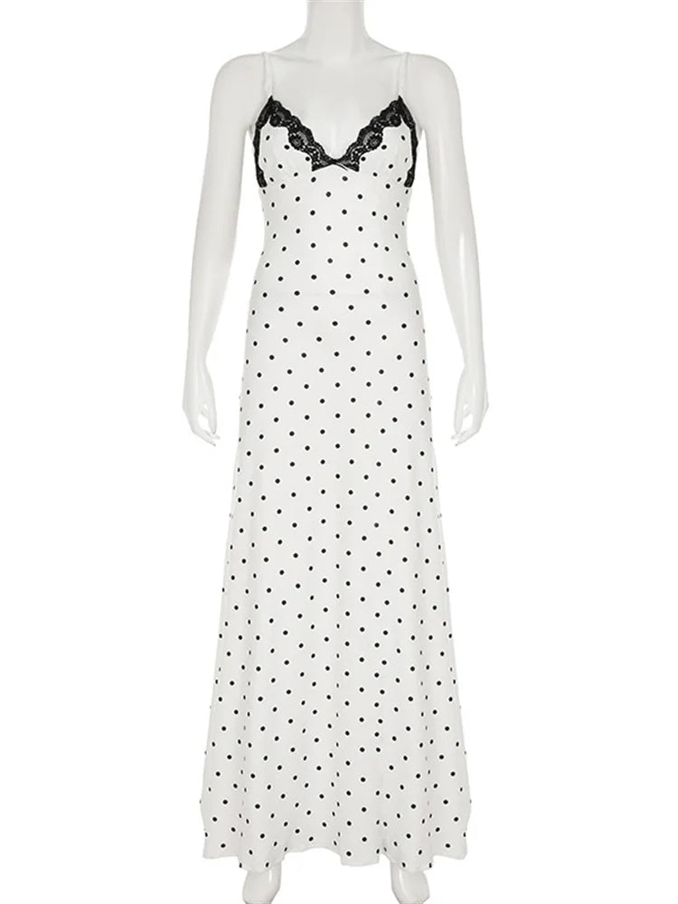 Lace V-Neck Patchwork Maxi Dress Backless High Waist Slim - Norellé