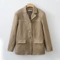 Women Fashion Suede Basic Jacket Basic - Norellé