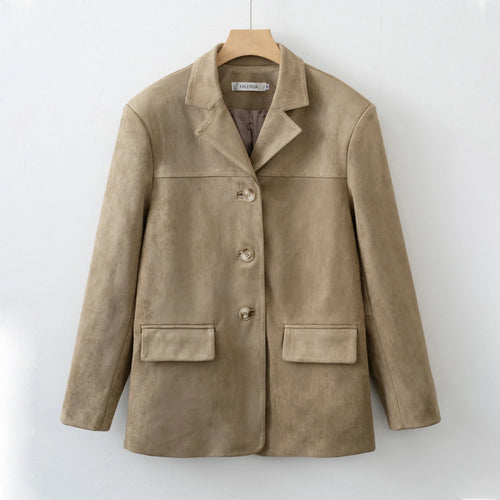 Women Fashion Suede Basic Jacket Basic - Norellé
