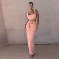 Women's 2 Piece Dress Sets Knit Ribbed Long Skirt Suit and Tank Top