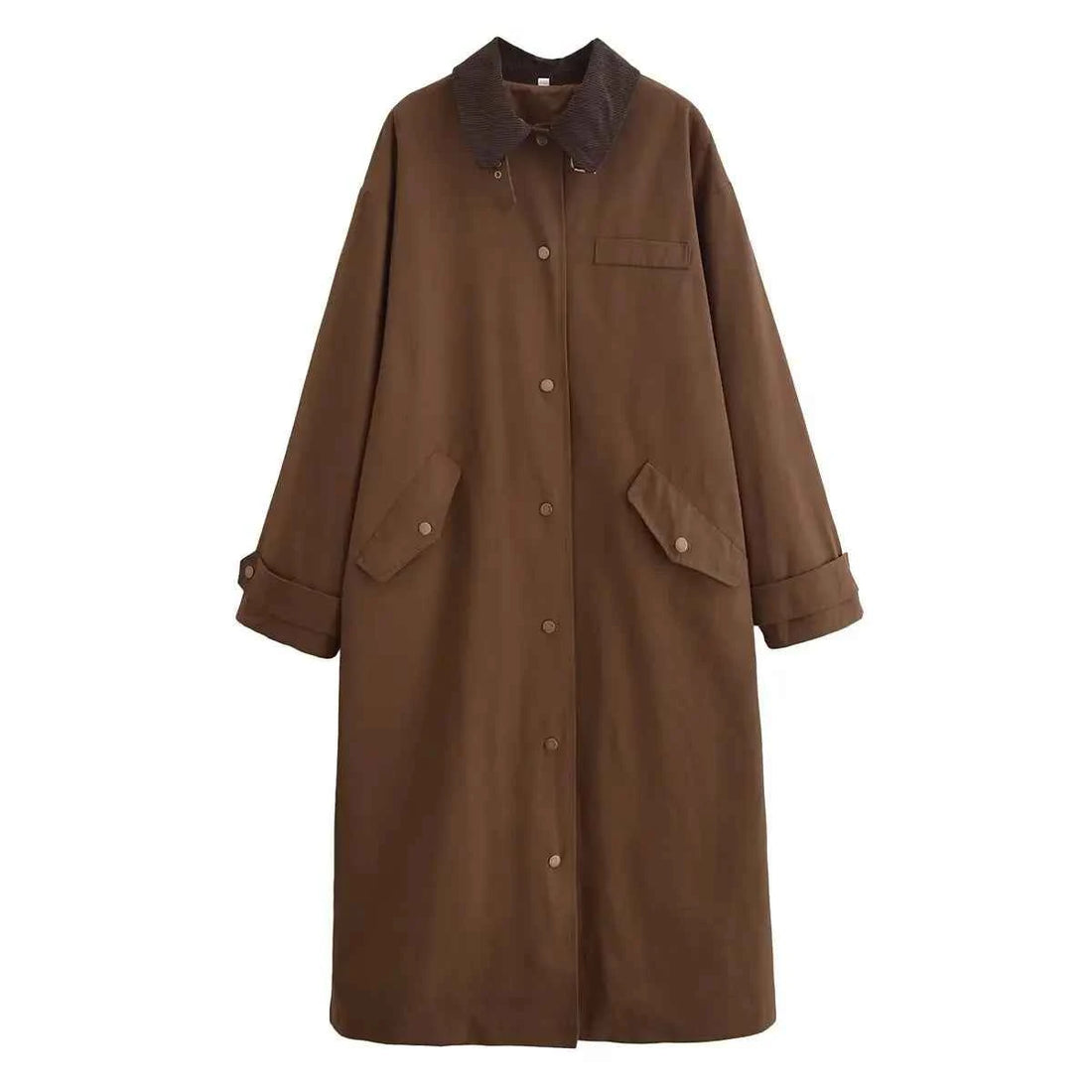 Women Lazy Style Stitching Coat Casual Zipper Long Sleeve Coat