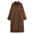 Women Lazy Style Stitching Coat Casual Zipper Long Sleeve Coat