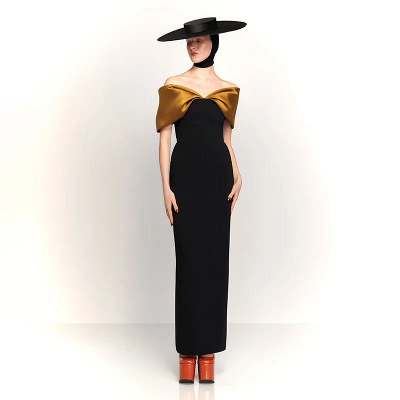 Elegant Off Shoulder Maxi Dress Backless High Waist Slimming Long - Norellé