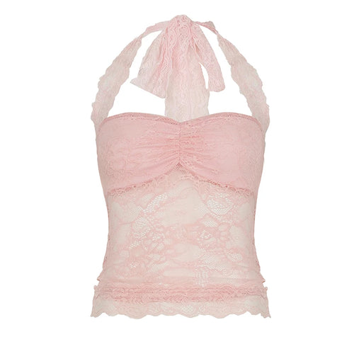 Lace Patchwork Camisoles Backless Transparent - Norellé