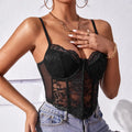 French Lace Underwire Rhomboid Fishbone Crop Top Backless - Norellé