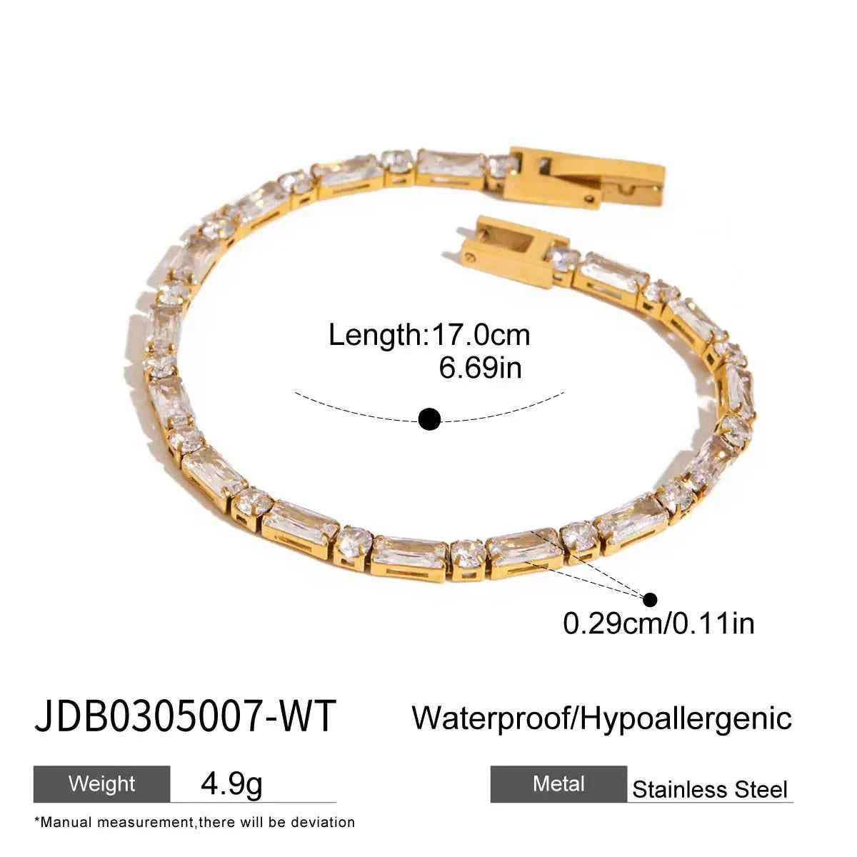 Stainless Steel White Rhinestone Paper Clip Hollow Bracelet